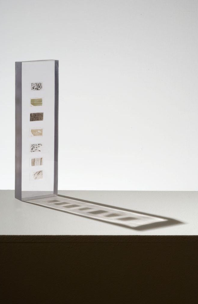 Untitled. Geological thin slides in resin. 15" x 3.5" x 1.5". 2006