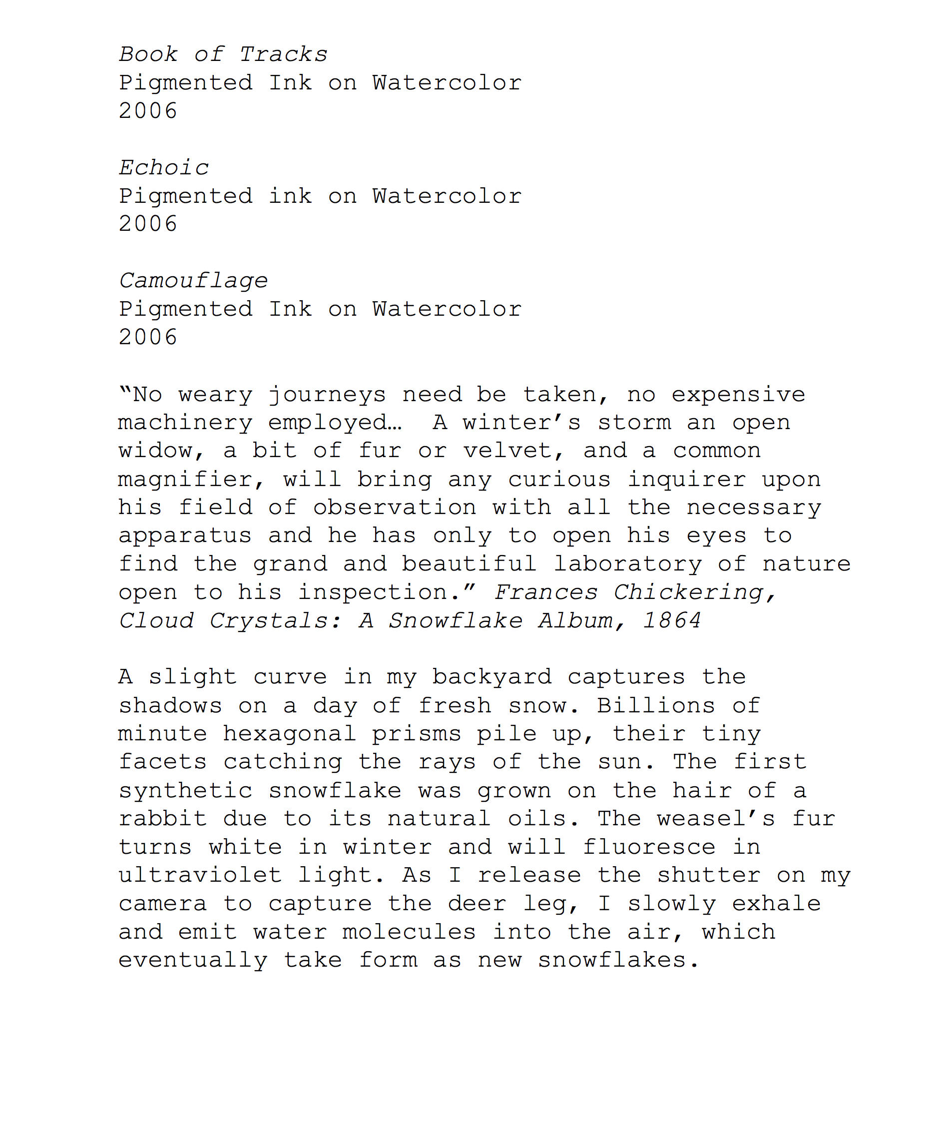 Didactic Text for Book of Tracks