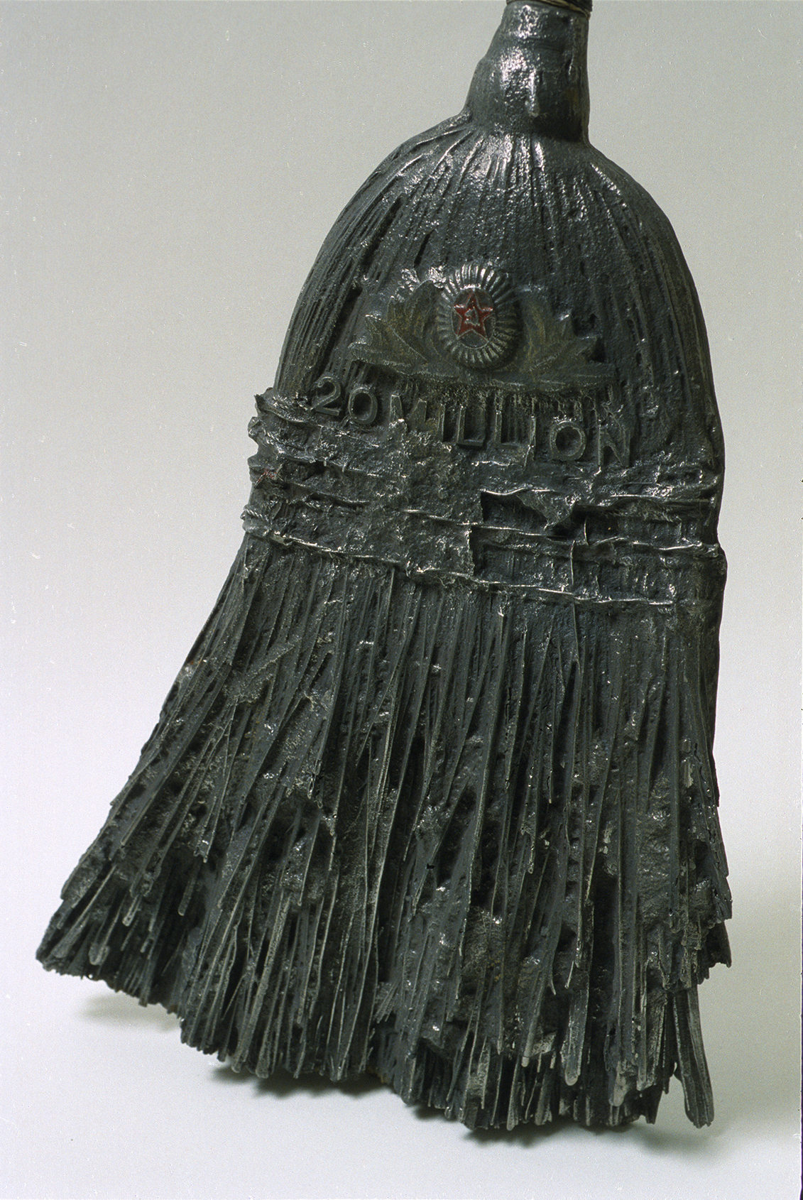 The Iron Broom detail. Cast iron, wood, paint. (Stalin was known as the "Iron Broom" sweeping away the lives of millions.) 10.5" x 53.5" x 3". 1999